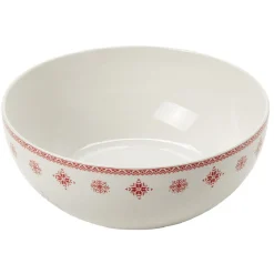 Gifi Saladier en porcelaine blanche motif Noël flocons rouges