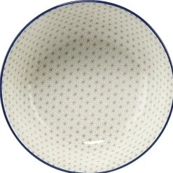 Gifi Saladier en porcelaine décor blanc et bleu