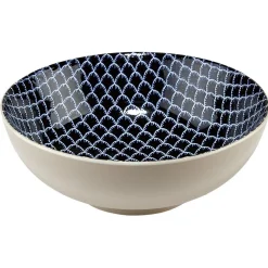 Gifi Saladier en porcelaine décor blanc et bleu