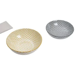 Gifi Saladier en porcelaine motif graphique coloré x2