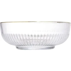 Gifi Saladier en verre strié bord liseré doré Ø15XH6,5cm