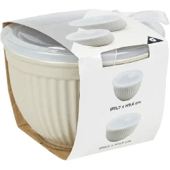 Gifi Saladier faïence x 2 avec couvercle plastique
