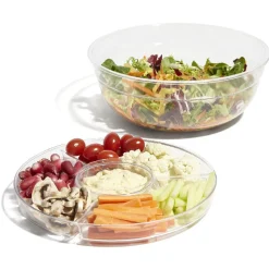 Gifi Saladier fraîcheur multicompartiments transparent et vert