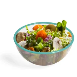 Gifi Saladier plastique transparent bordure colorée Ø28xH12cm - 3 coloris