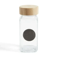 Gifi Salière/poivrière en verre et bambou 4,5x4,5xH10,5cm