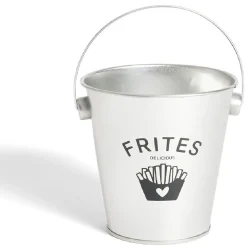 Gifi Seau à frites avec anse étain et inox gris Ø10,5xH7,5cm