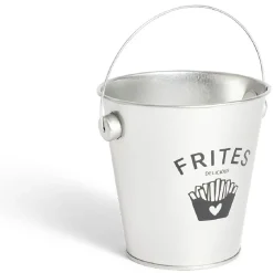 Gifi Seau à frites avec anse étain et inox gris Ø10,5xH7,5cm
