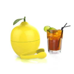 Gifi Seau à glacons forme citron jaune avec pince