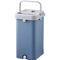 Gifi Nettoyage Et Entretien|Seau essoreur avec balai plat pliable gris et bleu 8 L