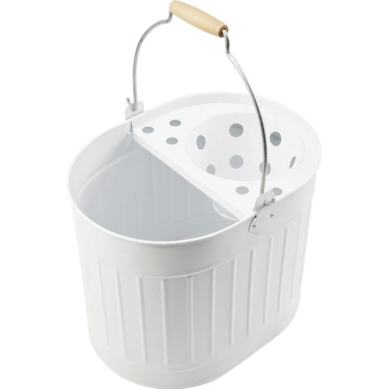 Gifi Nettoyage Et Entretien|Seau essoreur vintage métal et bois anti corrosion 14L