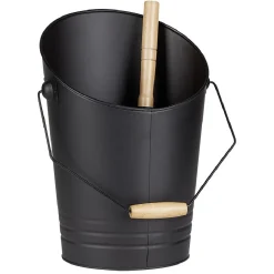 Gifi Rangement|Seau et pelle à cendres acier et bois noir
