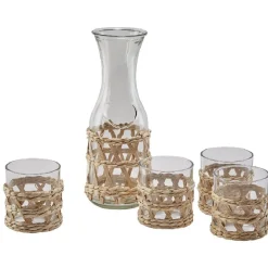 Gifi Service à boisson verre osier tressé naturel