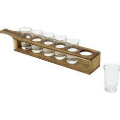 Gifi Service à shooter 6 verres avec support bois