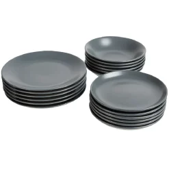Gifi Service à vaisselle gris en faïence 18 pièces