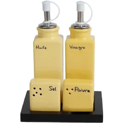 Gifi Service condiment en céramique + support