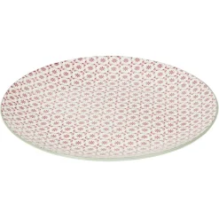 Gifi Service en porcelaine 18 pièces motif graphique beige et rouge