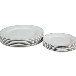 Gifi Service vaisselle 12 pièces blanc décor filet doré