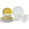 Gifi Service vaisselle complet jaune et blanc 32 pièces