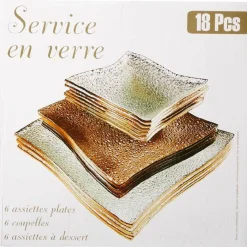 Gifi Service vaisselle doré transparent 18 pièces
