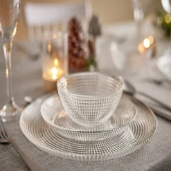 Gifi Service vaisselle en verre transparent
