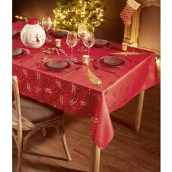 Gifi Service vaisselle rond en verre rouge transparent 18 pièces