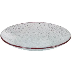 Gifi Service vaisselle rond en verre rouge transparent 18 pièces