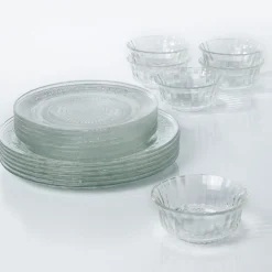 Gifi Service vaisselle transparent 18 pièces