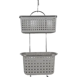 Gifi Equipement Douche^Serviteur de douche à 2 panières grises