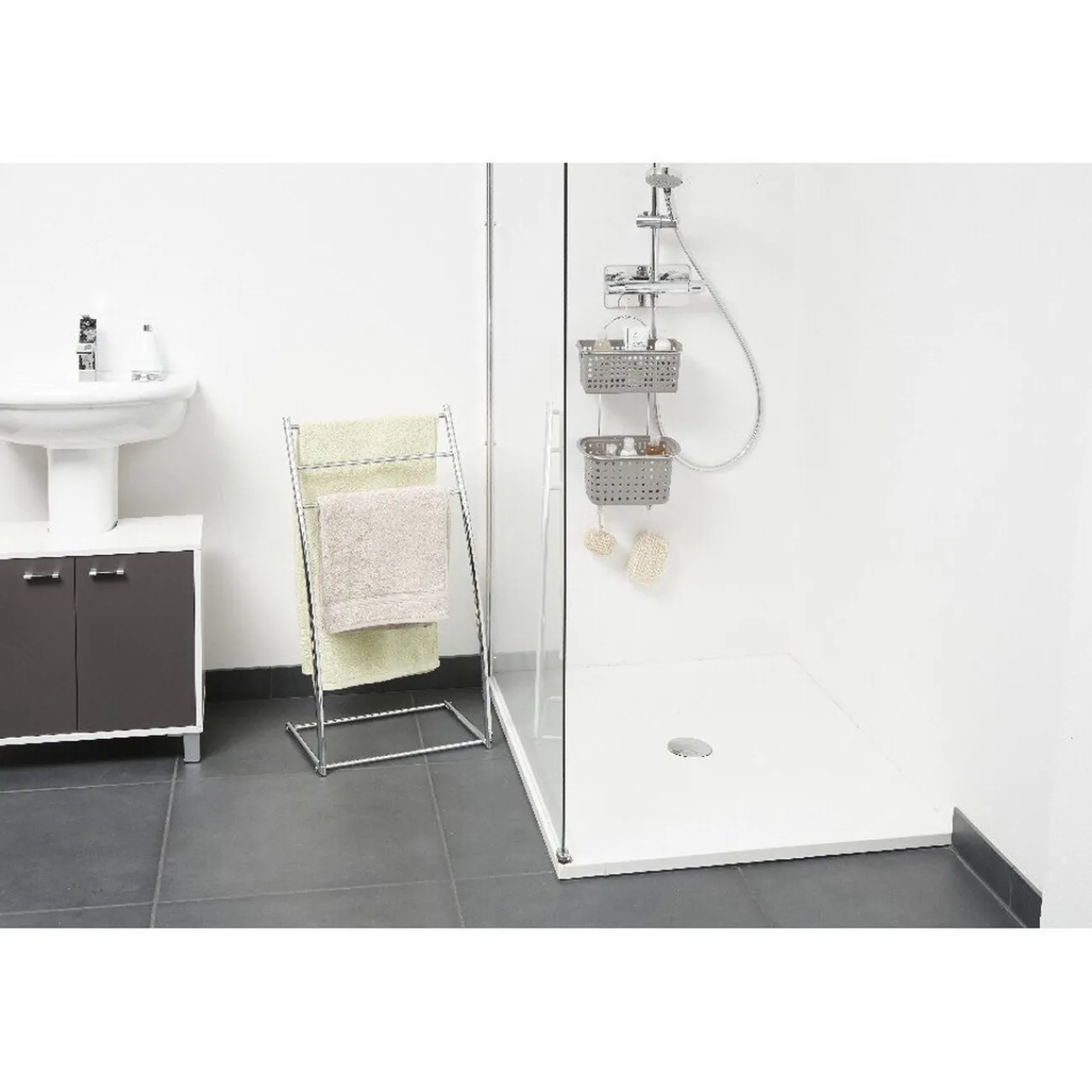Gifi Equipement Douche^Serviteur de douche à 2 panières grises