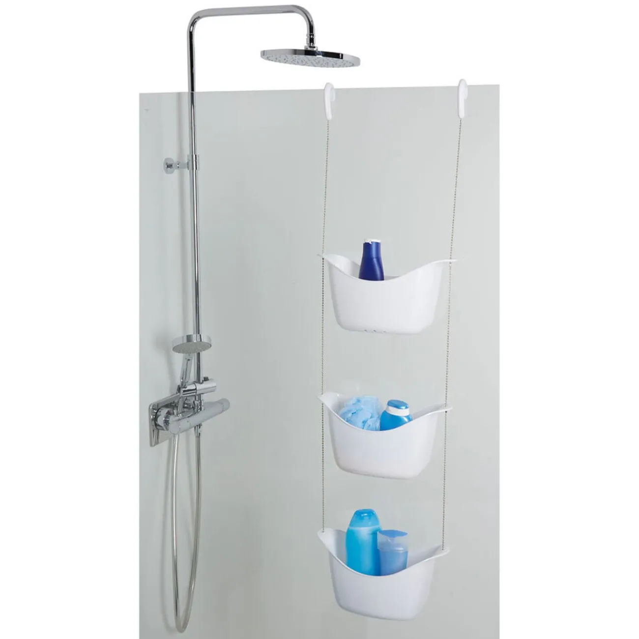 Gifi Equipement Douche^Serviteur de douche blanc 3 bacs