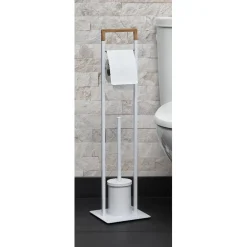Gifi Equipement Wc^Serviteur papier WC avec brosse blanc marron