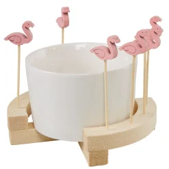 Gifi Set apéritif Aloha coupelle et pique flamant rose x 8