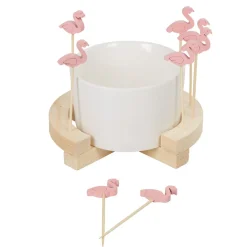 Gifi Set apéritif Aloha coupelle et pique flamant rose x 8