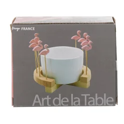 Gifi Set apéritif Aloha coupelle et pique flamant rose x 8