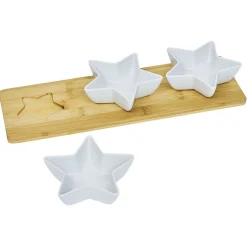 Gifi Set apéritif plateau bambou et coupelle étoile x3