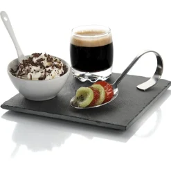 Gifi Set café gourmand ardoise et porcelaine blanche 5 pcs