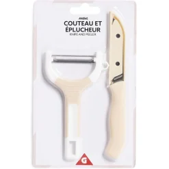 Gifi Set couteau et éplucheur inox et plastique - 3 modèles