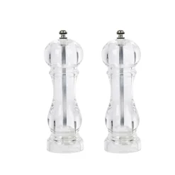Gifi Set de 2 moulins poivre et sel gris transparent