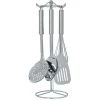 Gifi Set de 6 ustensiles de cuisine avec support inox gris Ø16xH40,5cm