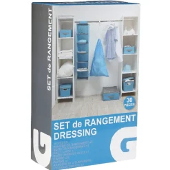 Gifi Rangement|Set de rangement dressing bleu et blanc
