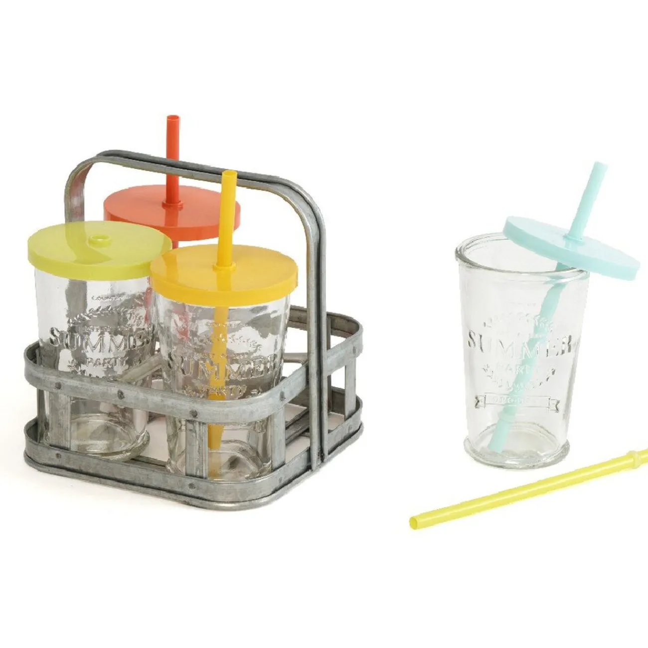 Gifi Set de verres avec pailles et support