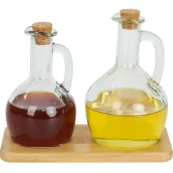 Gifi Set huilier et vinaigrier en verre et bouchon bambou