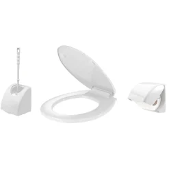 Gifi Aménagement Salle De Bain^Set plastique pour toilettes abattant dérouleur papier brosse WC