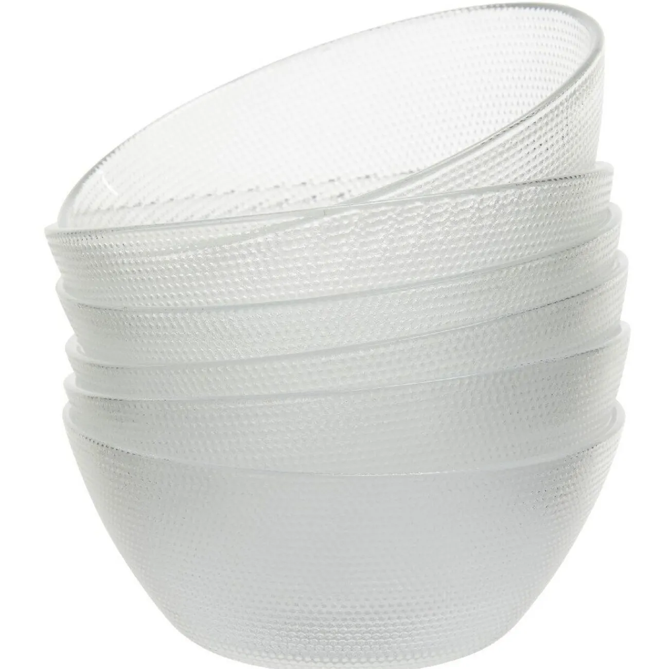 Gifi Set saladier avec coupelles x6 verre transparent martelé