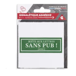 Gifi Colle Et Adhésif^Signalétique adhésive "Boîte aux lettres sans pub" - Vert, 8x8 cm