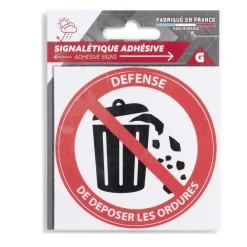Gifi Colle Et Adhésif^Signalétique adhésive "Défense de déposer les ordures" - 8x8 cm