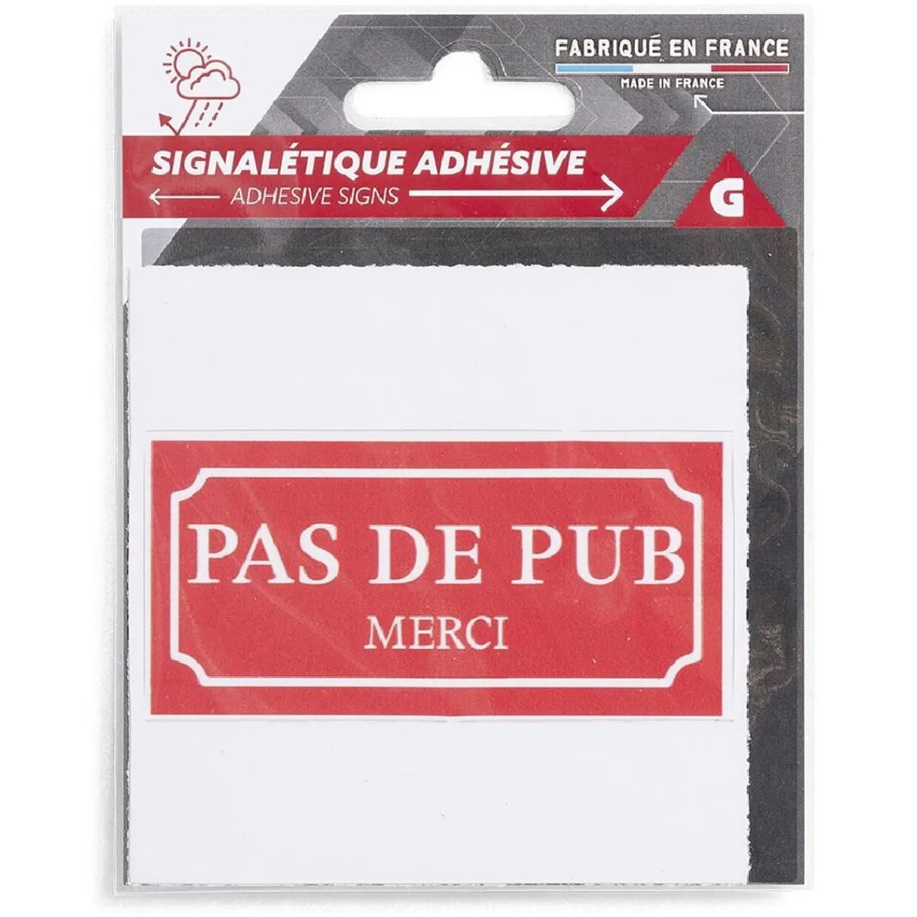 Gifi Colle Et Adhésif^Signalétique adhésive "Pas de pub, merci" - 8x8 cm