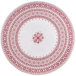 Gifi Sous assiette en plastique blanc motif Noël flocons rouge