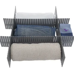 Gifi Rangement|Séparateur de tiroir plastique gris modulable L44xH10cm