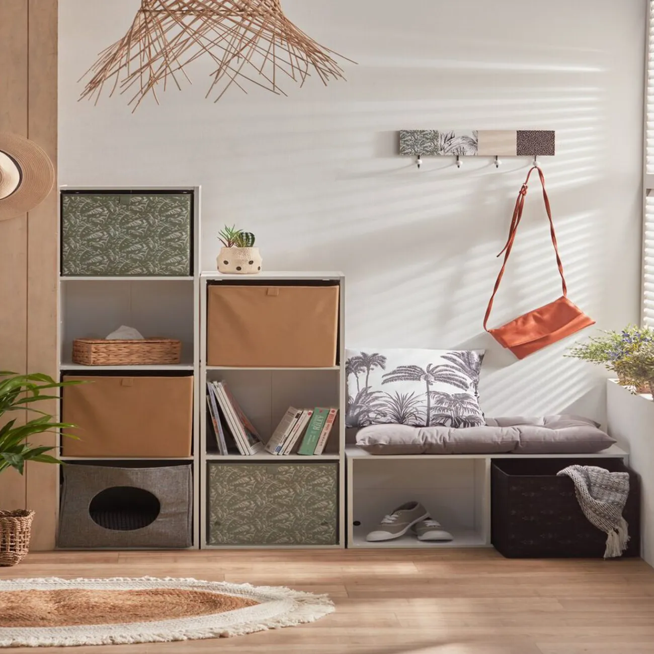 Gifi Rangement|Structure Box Cube 2 cases 35,2x30x69,2cm bois blanc